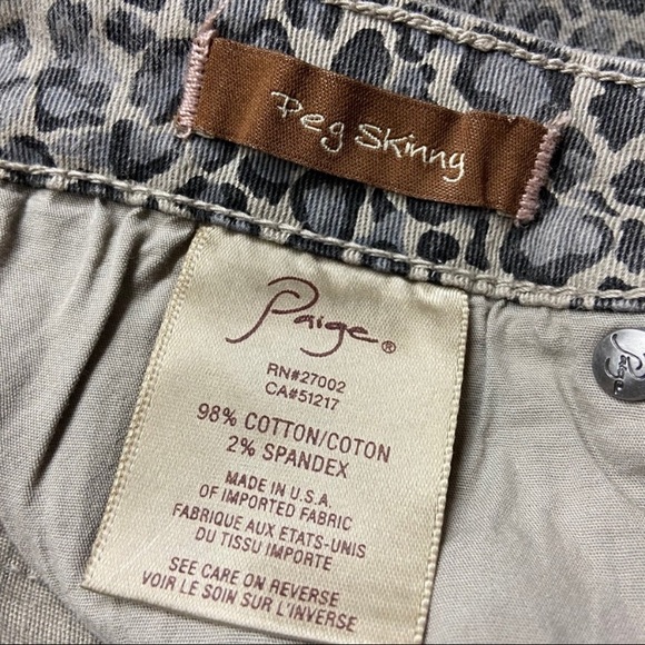Paige Womens Denim Peg Skinny Jeans Size 29 Cheetah Animal Print Steel Gray - Picture 6 of 7
